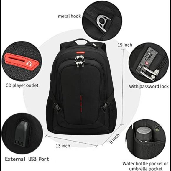 Travel Laptop Backpack Anti-Theft Bag with usb Charging Port and Password Lock - Picture 2 of 8